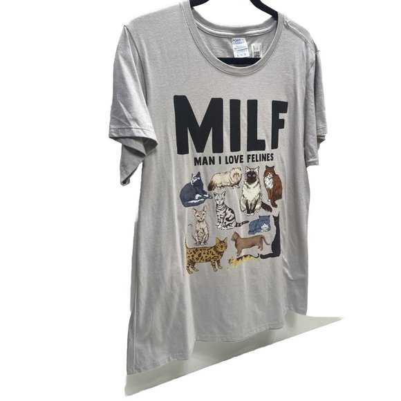 MILF T-Shirt "Man I Love Felines" Cat Funny Graphic Tee, Women’s XL Brand New - Picture 3 of 7